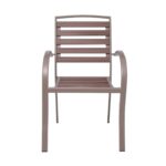 SERRANO Πολυθρόνα Κήπου Μέταλλο Βαφή Sand Beige, Polywood Καρυδί, Στοιβαζόμενη 56x64x88cm - Image 17