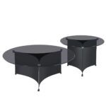 VENET Set 2 Τραπεζάκια Σαλονιού - Καθιστικού, Μέταλλο Μαύρο, Γυαλί Clear Black Φ90x32cm + Φ60x40cm - Image 6