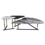 BARRY Set-3 Τραπεζ.Σαλονιού, Μέταλλο Βαφή Χρυσό,Επιφάνειες: Ξύλο Καρυδί+Μάρμαρα Άσπρο-Γκρι 48x61x51/69x88x42/130x103x33cm - Image 6