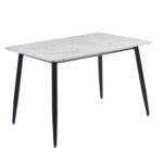 DATUM Τραπέζι Κουζίνας- Τραπεζαρίας, Μέταλλο Βαφή Μαύρο, Mdf Άσπρο Μάρμαρο 120x80x75cm - Image 6