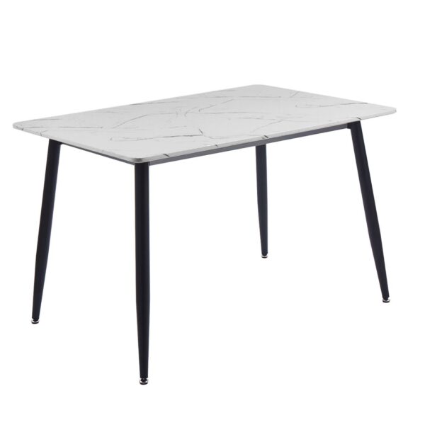 DATUM Τραπέζι Κουζίνας- Τραπεζαρίας, Μέταλλο Βαφή Μαύρο, Mdf Άσπρο Μάρμαρο 120x80x75cm - Image 6