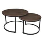 BOZZI Set-2 Τραπεζάκια Σαλονιού-Καθιστικού, Μέταλλο Βαφή Μαύρο, Απόχρωση Καρυδί Φ.59 H.39cm + Φ.74 H.47cm - Image 6