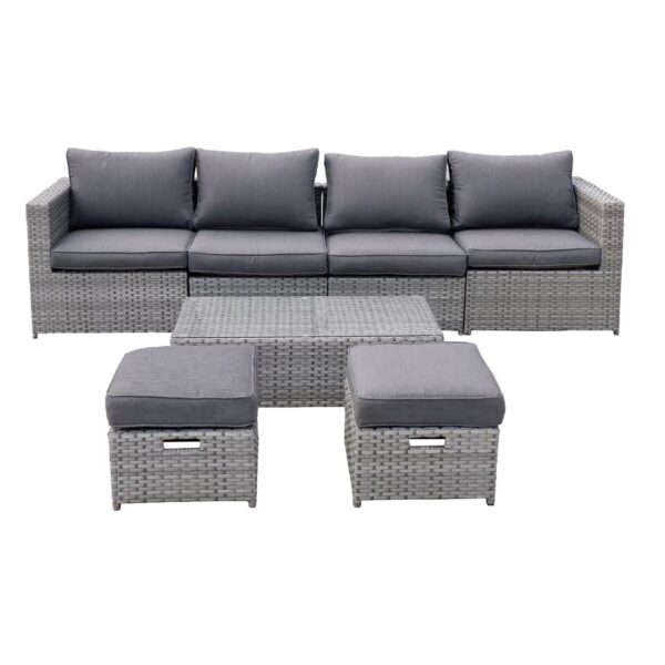 BALI Set Μέταλλο - Wicker: Τραπέζι+ 2θ Καναπέ+ 2 Σκαμπό+ 2 καθίσματα, Απόχρωση Γκρι Table:100x50x30cm Set 6 Seats - Image 11