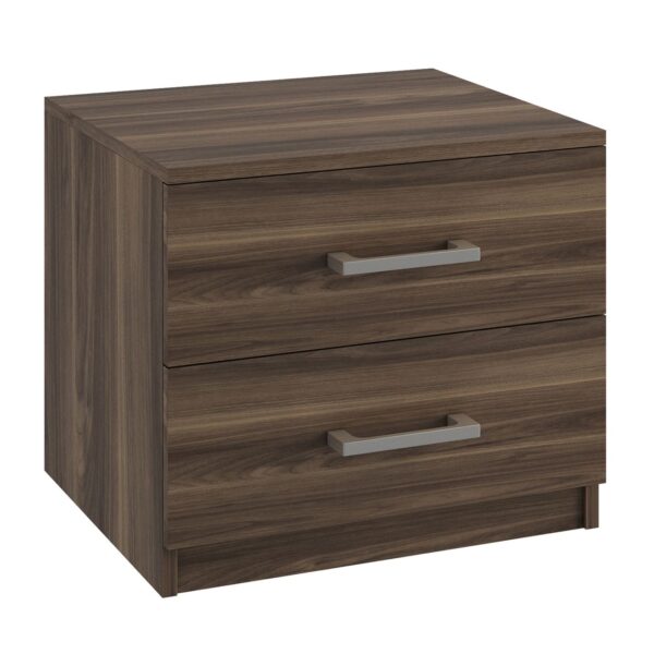 LIFE-W Κομοδίνο με 2 Συρτάρια, Απόχρωση Καρυδί 48x40x41cm - Image 5