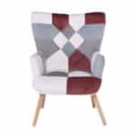 MARON Πολυθρόνα - Μπερζέρα Ξύλο Φυσικό, Ύφασμα Patchwork Brown 72x68x91cm - Image 17