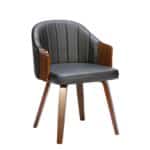 ENZO Πολυθρόνα Τραπεζαρίας Καρυδί, Pu Μαύρο 55x58x78cm - Image 12