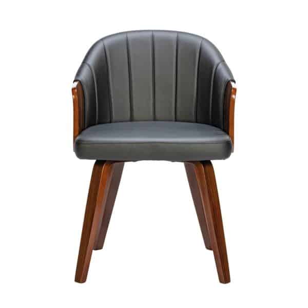 ENZO Πολυθρόνα Τραπεζαρίας Καρυδί, Pu Μαύρο 55x58x78cm - Image 14