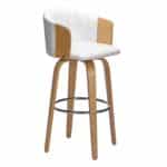 ENZO Σκαμπό Bar Φυσικό, Pu Άσπρο 50x50x78/103cm - Image 12