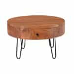 KARIM-W Τραπεζάκι Σαλονιού Καθιστικού, Μέταλλο Βαφή Μαύρο, Ξύλο Ακακία Φυσικό Φ70xH.42cm - Image 6