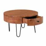 KARIM-W Τραπεζάκι Σαλονιού Καθιστικού, Μέταλλο Βαφή Μαύρο, Ξύλο Ακακία Φυσικό Φ70xH.42cm - Image 7