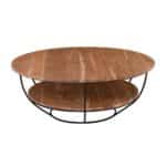 ROY-W Τραπεζάκι Σαλονιού Καθιστικού, Μέταλλο Βαφή Μαύρο, Ξύλο Ακακία Φυσικό Φ90cm H.35cm - Image 6