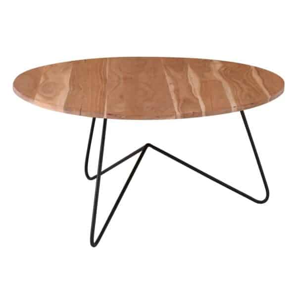 BORAL-W Τραπεζάκι Σαλονιού Καθιστικού, Μέταλλο Βαφή Μαύρο, Ξύλο Ακακία Φυσικό Φ80cm H.40cm - Image 6