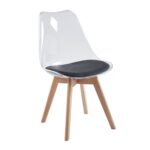 MARTIN Καρέκλα Ξύλο, PET Clear, PU Μαύρο, Μονταρισμένη Ταπετσαρία 49x57x82cm - Image 12