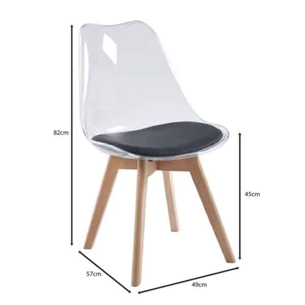 MARTIN Καρέκλα Ξύλο, PET Clear, PU Μαύρο, Μονταρισμένη Ταπετσαρία 49x57x82cm - Image 15