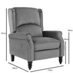 SIMPLE Relax Πολυθρόνα Μπερζέρα Σαλονιού, Καθιστικού, Ύφασμα Velure Γκρι 72x84x97cm - Image 24