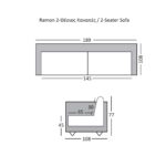 RAMON Καναπές 2θ - Σαλονιού - Καθιστικού, Ύφασμα Γκρι 189x108x77cm - Image 12