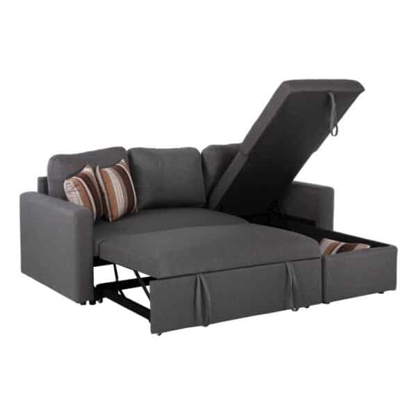 MONTREAL-W Καναπές - Κρεβάτι Γωνία Αναστρέψιμη με Χώρο Αποθήκευσης, Ύφασμα Γκρι 219x144x64x80cm Bed:144x198cm - Image 18