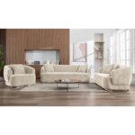 CARACAS Set Σαλόνι - Καθιστικό Πολυθρόνα-2Θέσιος-3Θέσιος, Ύφασμα Μπεζ 110x98/193x98/232x98 x H80cm - Image 6