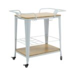 RELIX Trolley Bar-Pro Μέταλλο Βαφή Άσπρο, MDF Απόχρωση Φυσικό 86x51x86cm - Image 12