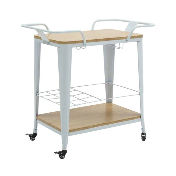 RELIX Trolley Bar-Pro Μέταλλο Βαφή Άσπρο, MDF Απόχρωση Φυσικό 86x51x86cm - Image 12