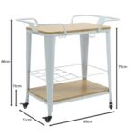RELIX Trolley Bar-Pro Μέταλλο Βαφή Άσπρο, MDF Απόχρωση Φυσικό 86x51x86cm - Image 15