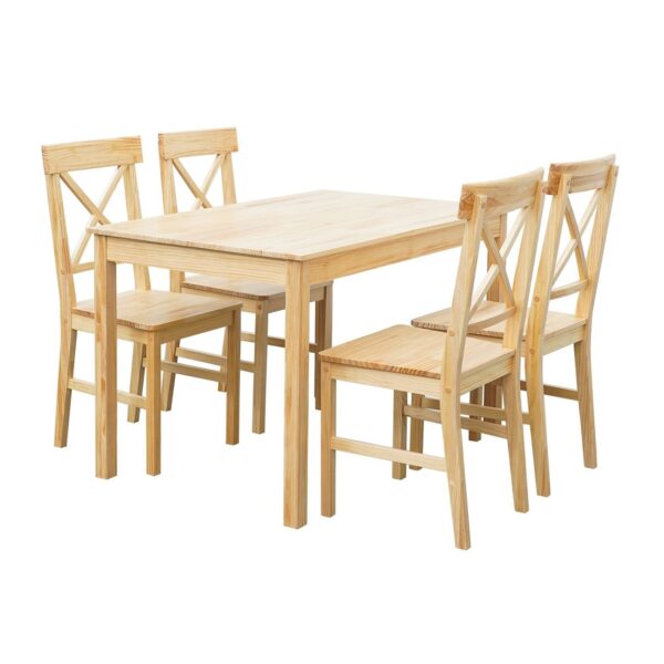 DAILY Set Τραπεζαρία Ξύλινη Σαλονιού - Κουζίνας: Τραπέζι + 4 Καρέκλες, Φυσικό Pine Table:118x74x73 Chair:43x48x94 - Image 6