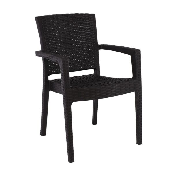 LORA-Pro Πολυθρόνα Στοιβαζόμενη, PP (Rattan Look) Απόχρωση Καφέ Σκούρο 58x61x87cm - Image 14