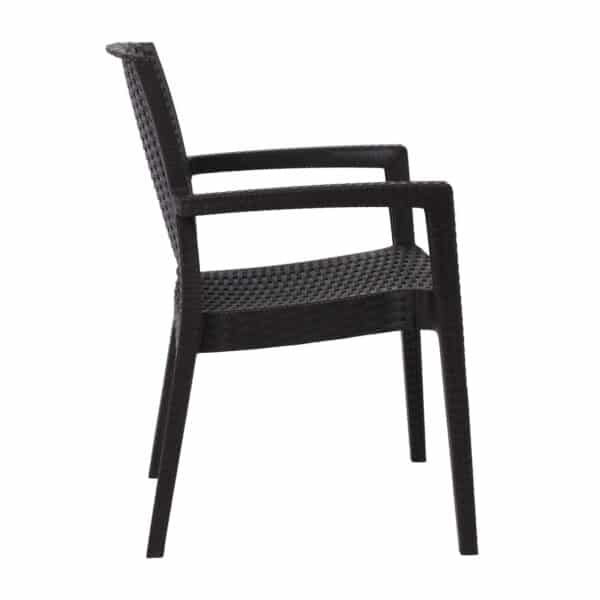 LORA-Pro Πολυθρόνα Στοιβαζόμενη, PP (Rattan Look) Απόχρωση Καφέ Σκούρο 58x61x87cm - Image 15