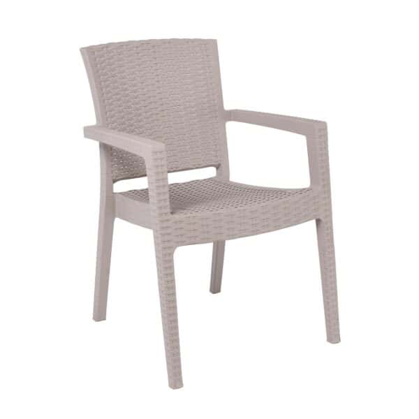 LORA-Pro Πολυθρόνα Στοιβαζόμενη, PP (Rattan Look) Απόχρωση Μπεζ 58x61x87cm - Image 14