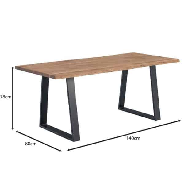 LIZARD-W Τραπέζι Κουζίνας - Τραπεζαρίας, Μέταλλο Βαφή Μαύρο, Ξύλο Ακακία Φυσικό 140x80x78cm - Image 9