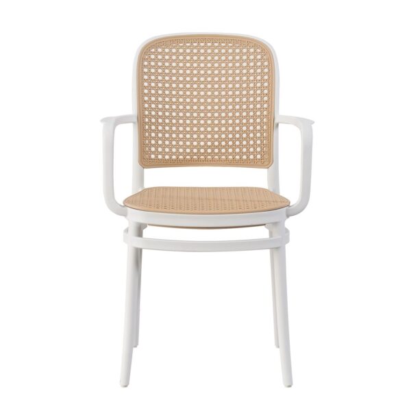 FLORENCE Πολυθρόνα PP Άσπρο, PP Rattan Μπεζ, Στοιβαζόμενη 54x54x84cm - Image 17