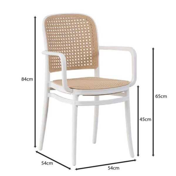 FLORENCE Πολυθρόνα PP Άσπρο, PP Rattan Μπεζ, Στοιβαζόμενη 54x54x84cm - Image 19