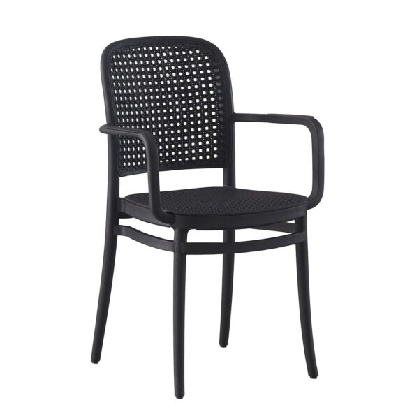 FLORENCE Πολυθρόνα PP Μαύρο, PP Rattan Μαύρο, Στοιβαζόμενη 54x54x84cm - Image 8