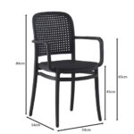 FLORENCE Πολυθρόνα PP Μαύρο, PP Rattan Μαύρο, Στοιβαζόμενη 54x54x84cm - Image 10