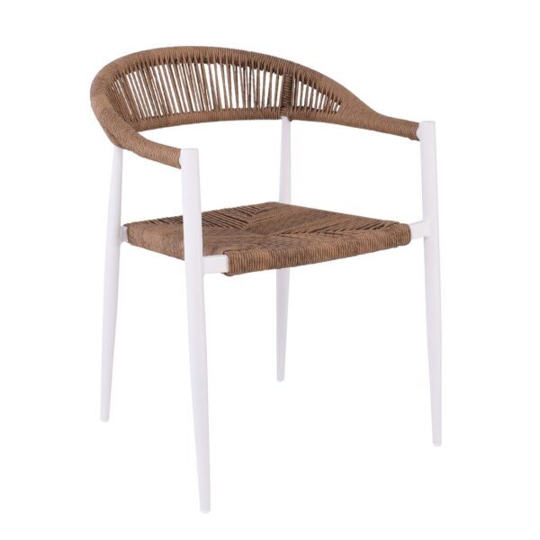 MADY Πολυθρόνα Βεράντας-Κήπου ALU Άσπρο, Rope Wicker Φυσικό, Στοιβαζόμενη 56x59x78cm - Image 12