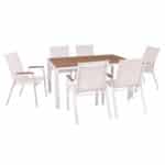 VIRNA Set Τραπεζαρία: Τραπέζι + 6 Πολυθρόνες, Μέταλλο Βαφή Άσπρο, Polywood Φυσικό Table:150x90x73 Chair:56x63x90 - Image 9