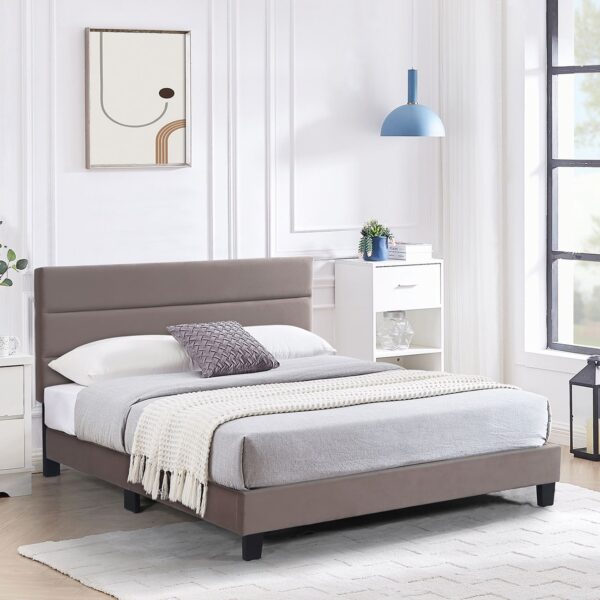 PRIMO Κρεβάτι Διπλό για Στρώμα 160x200cm, Ύφασμα Cappuccino, με Κεφαλάρι πολλαπλών θέσεων 169x215x117/127cm - Image 6