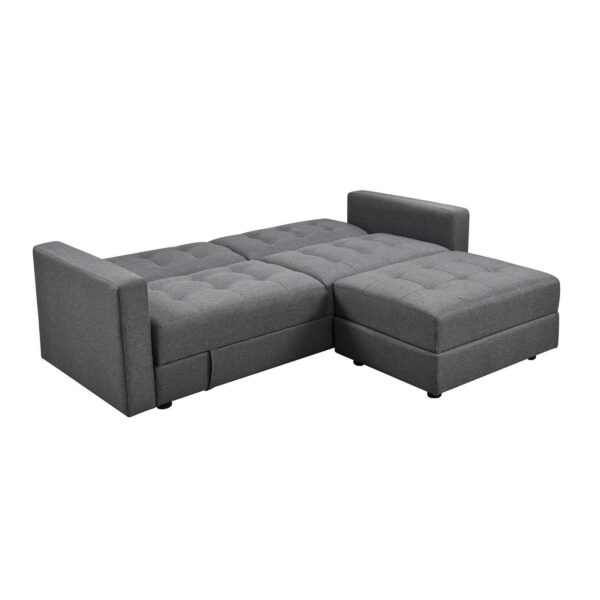 JACKSON Καναπές - Κρεβάτι και Σκαμπό με Χώρους Αποθήκευσης, Ύφασμα Σκούρο Γκρι 193x141x81 H.77 Bed:101x166x40 - Image 14