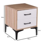 MERRANO Κομοδίνο με 2 Συρτάρια Απόχρωση Sonoma-Άσπρο 40x40x48cm - Image 9