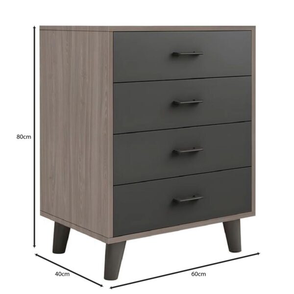 ELIOT Συρταριέρα, με 4 Συρτάρια, Απόχρωση Sonoma Oak-Grey 60x40x80cm - Image 7