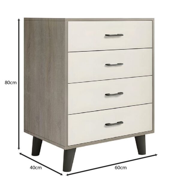 ELIOT Συρταριέρα, με 4 Συρτάρια, Απόχρωση Sonoma-Άσπρο 60x40x80cm - Image 7