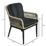 ALLEY Πολυθρόνα Τραπεζαρίας Κήπου ALU Ανθρακί, Rope Φυσικό 6mm, Μαξιλάρια Ανθρακί 62x64x85cm - Image 9