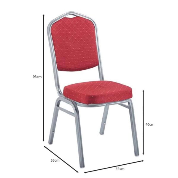 HILTON Καρέκλα Μέταλλο Βαφή Silver, Ύφασμα Κόκκινο 44x55x93cm - Image 7