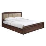 CALIBER Κρεβάτι Διπλό για Στρώμα 150x200cm, Απόχρωση Καρυδί, Κεφαλάρι Pu Μπεζ 158x210x100cm - Image 5