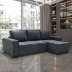 LONDON Καναπές - Κρεβάτι Αριστερή Γωνία, Ύφασμα Ανθρακί Sofa:271x158x90 Bed:137x227cm - Image 20