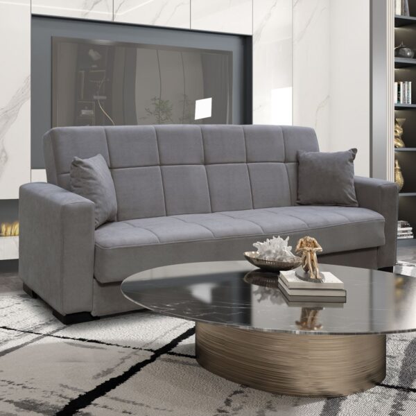 CARSON Καναπές – Κρεβάτι με Αποθηκευτικό Χώρο, 3Θέσιος Ύφασμα Γκρι Sofa:225x94x94cm Bed:120x190cm - Image 20