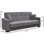 CARSON Καναπές – Κρεβάτι με Αποθηκευτικό Χώρο, 3Θέσιος Ύφασμα Γκρι Sofa:225x94x94cm Bed:120x190cm - Image 21