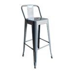 RELIX Σκαμπό Bar με Πλάτη, Μέταλλο Βαφή Γκρι 44x44x76/97cm - Image 6