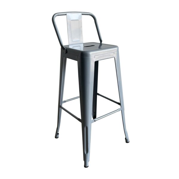 RELIX Σκαμπό Bar με Πλάτη, Μέταλλο Βαφή Γκρι 44x44x76/97cm - Image 6