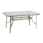 RIO Τραπέζι Κήπου - Βεράντας, Μέταλλο Βαφή Μπεζ, Γυαλί 150x90x71cm - Image 6